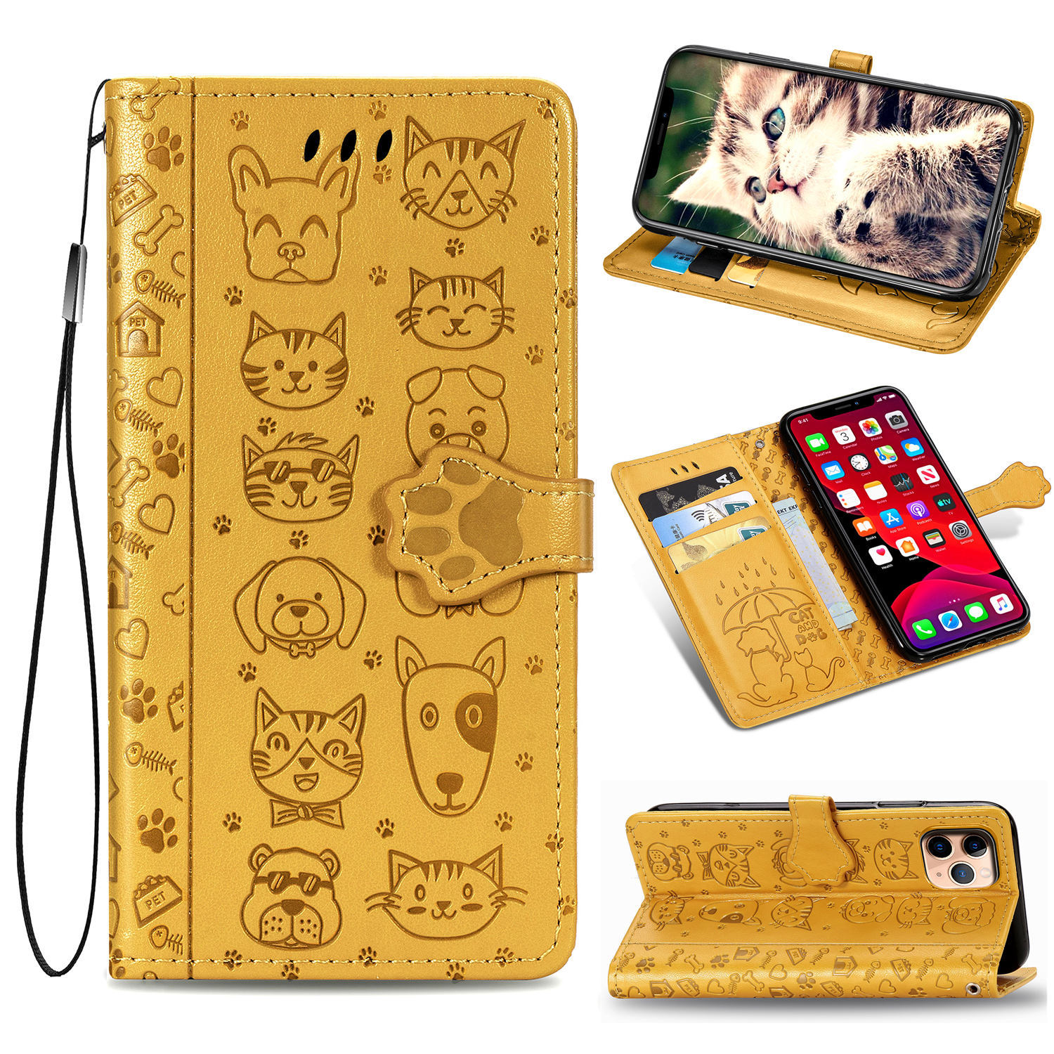 Embossed Leather Phone Case Wallet Card Holder For Iphone_voghion.com