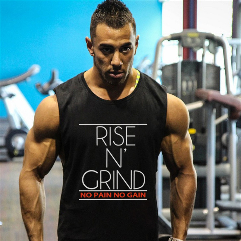 夏季新款休闲跑步开叉无袖棉恤男士打底坎肩圆领运动健身背心