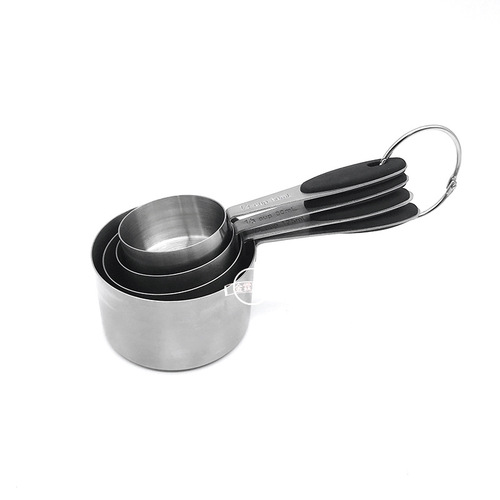 Stainless steel measuring spoon and measuring cup set, silicone handle with scale, 4-piece set, 8-piece measuring spoon set, baking tools
