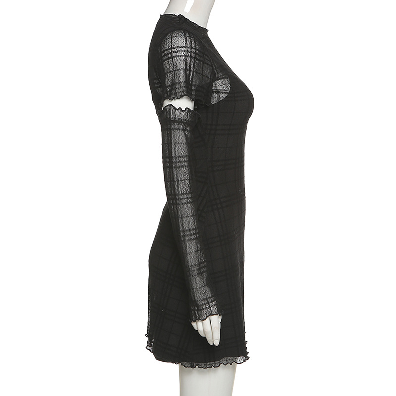 2020 Cross-Border European And American Style Autumn Winter New Women's Slim Fit High Waist Bodycon Fashion Plaid_ecoleips.com