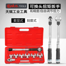天赋工具进口可换头扭力扳手组棘轮开口头数显刻度式力矩扳手套装