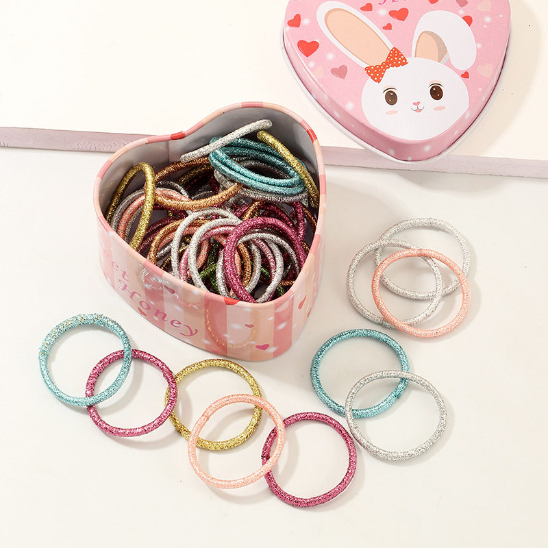 Fashion 50 Colorful Children's Rubber Bands Cute Basic Candy Color Hair Rope Set display picture 3