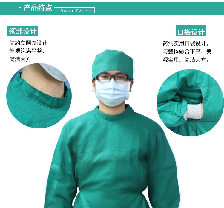 手术衣 墨绿色棉质加厚医生袍手术服 分体套装短袖刷手服洗手衣-阿里巴巴