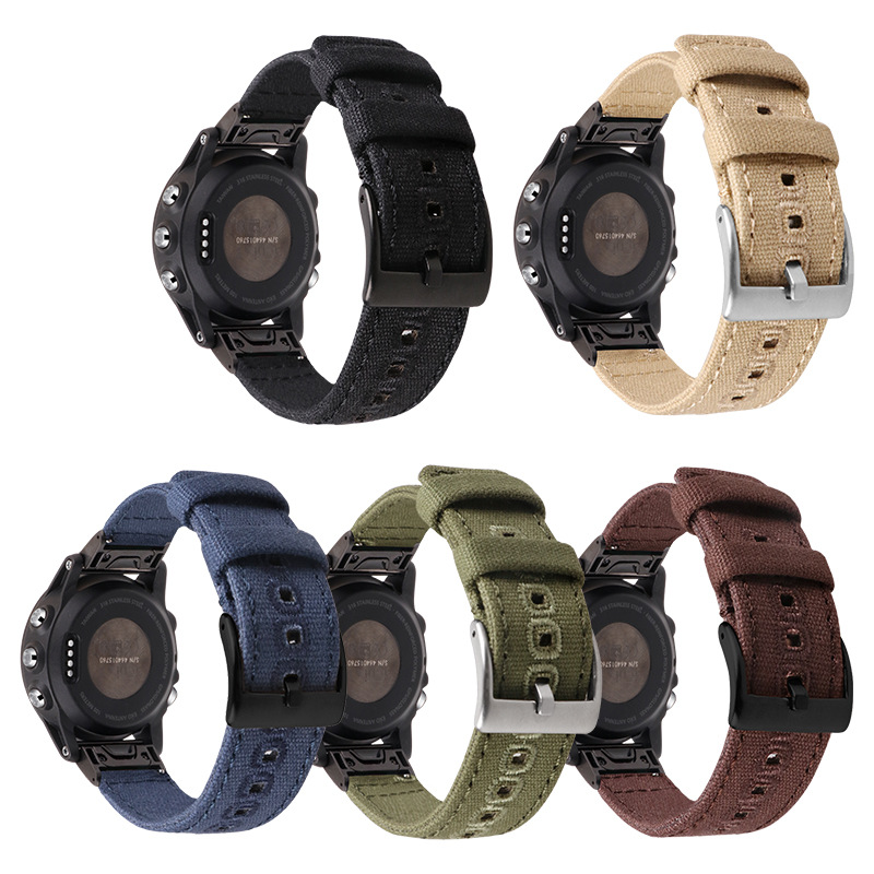 适用佳明Fenix6s Fenix6  fenix 6x快拆纯帆布表带Fenix3智能腕带|ru