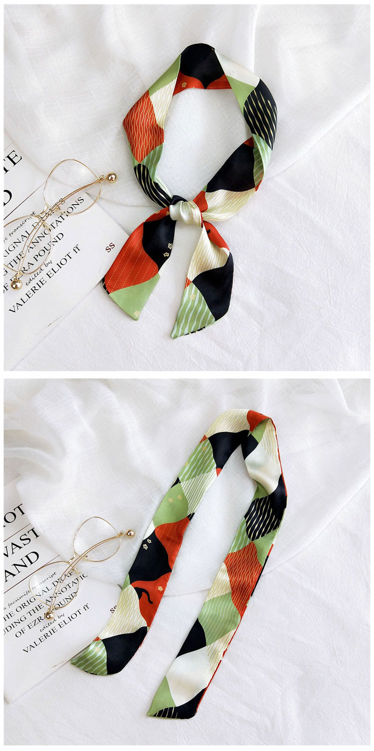 25g Weight Silk Scarf Classification Travel Occasion Unisex Gender Sweet Style Rose Red, White, Red, Green, Yellow, Black Color Long Striped Women's Autumn New Tied Bag Silk Scarf 1