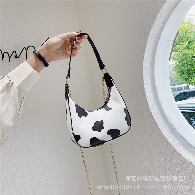 小众设计迷你奶牛纹月牙包2020春夏新款时尚单肩腋下包手提斜跨包