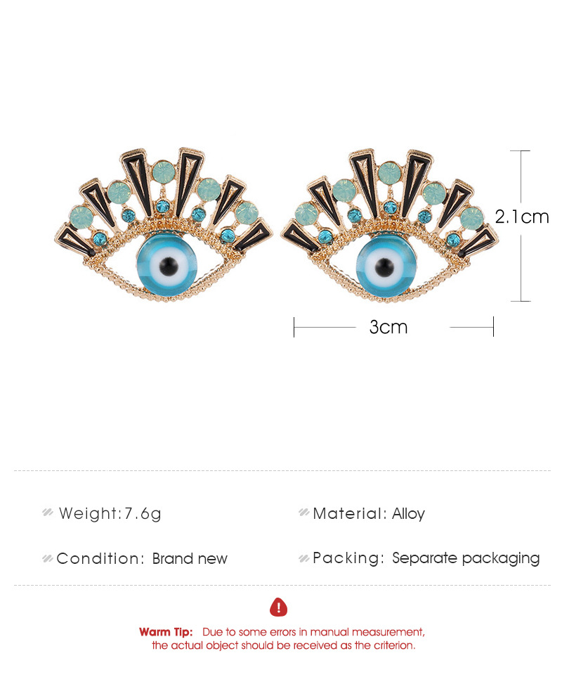 16g Weight Artificial Gemstones Inlay Material Fashion Eye Plating Alloy Artificial Gemstones Stud Earrings