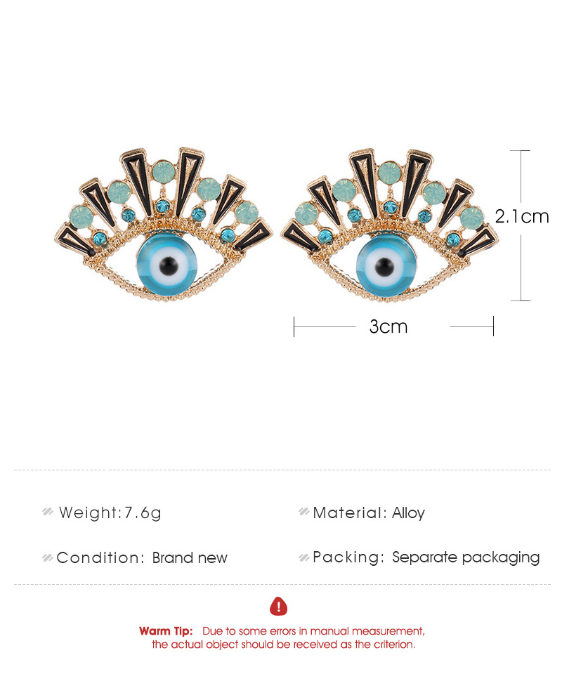 New  Fashion Blue Eyes Earrings Inlaid Rhinestone Eyes Earrings Wholesale Nihaojewelry display picture 1