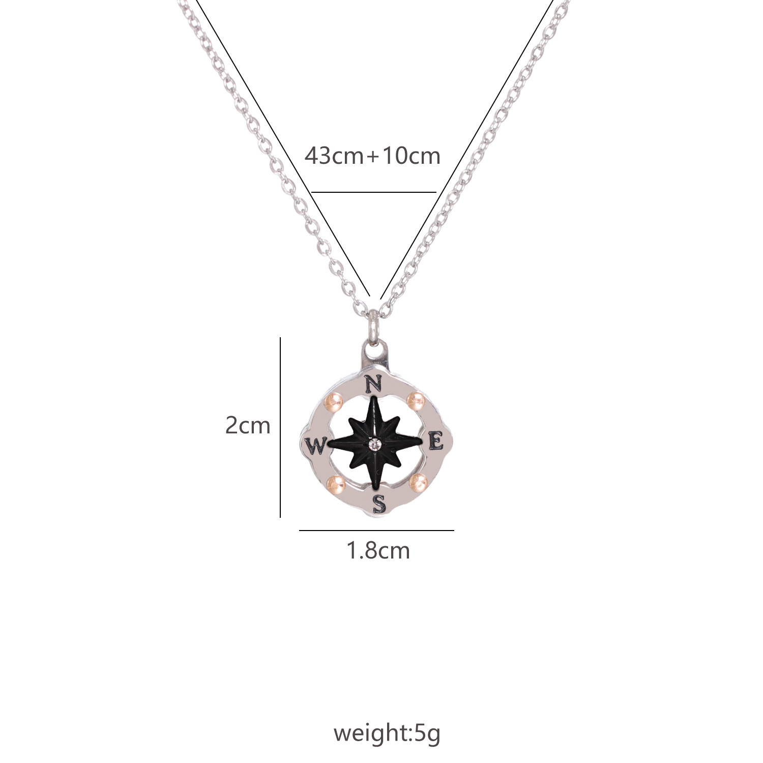 Stainless Steel Geometric Compass Anchor Necklace display picture 1