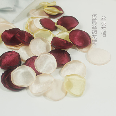 Organza de seda artificial pétalos de rosa boda luminosa crema dispersos pétalos decoración del partido DIY regalo