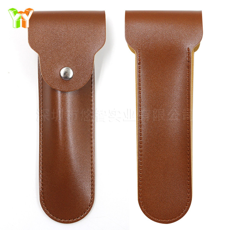 En stock retro manual de afeitar caso de cuero de tipo botón portátil de almacenamiento de viaje afeitadora funda protectora
