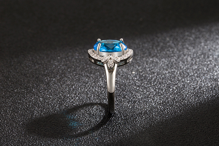 Blue Zircon European And American Diamond Butterfly Sapphire Ring Fashion Jewelry display picture 5
