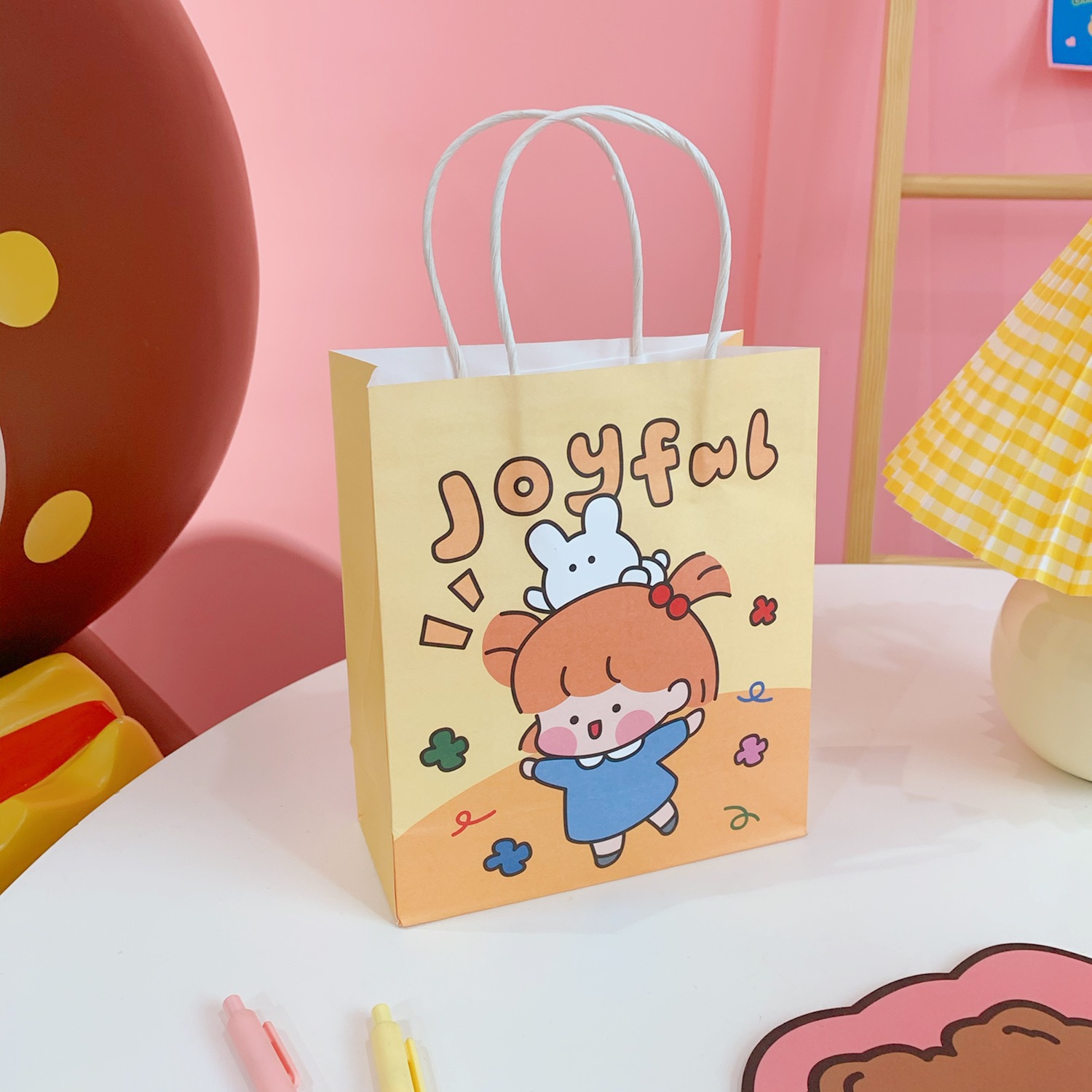 Cute simple cartoon girl paper portable shopping packaging bagpicture3