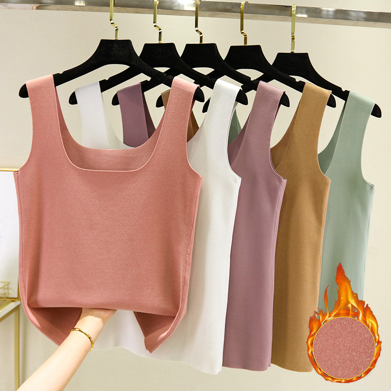 Autumn and winter seamless double-sided velvet warm vest women's velvet plus thick German velvet sanding self-heating cationic base coat Autumn and winter seamless double-sided velvet warm vest women's velvet plus thick German velvet sanding self-heating cationic base coat