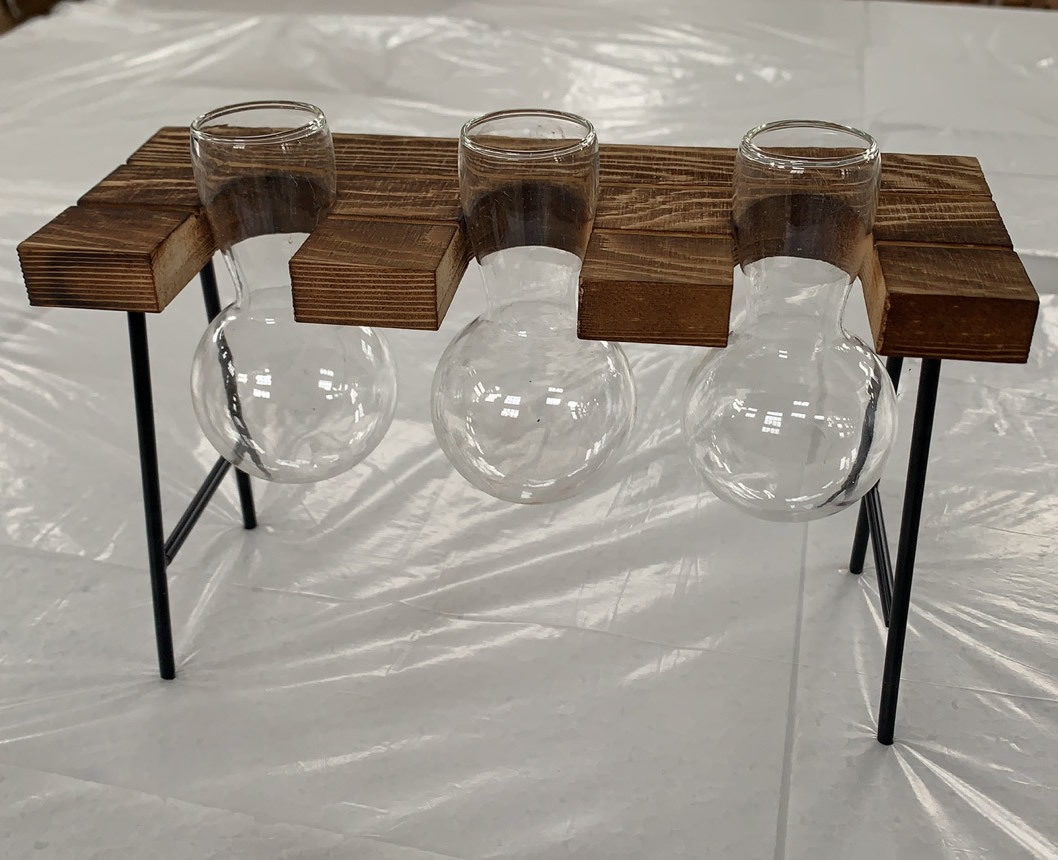 Creativo planta hidropónica soporte de madera transparente florero escritorio contenedor fresco salón moderno decoraciones adornos