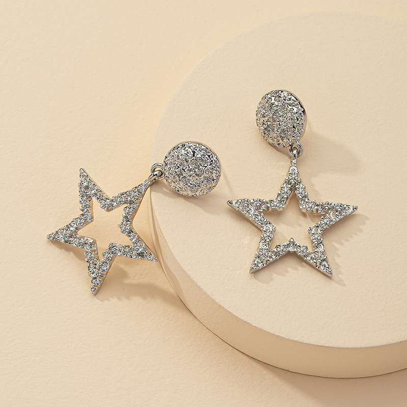 Fashion 1 Pair Of Metal Texture Five-star Hot Selling Earrings Wholesale display picture 3