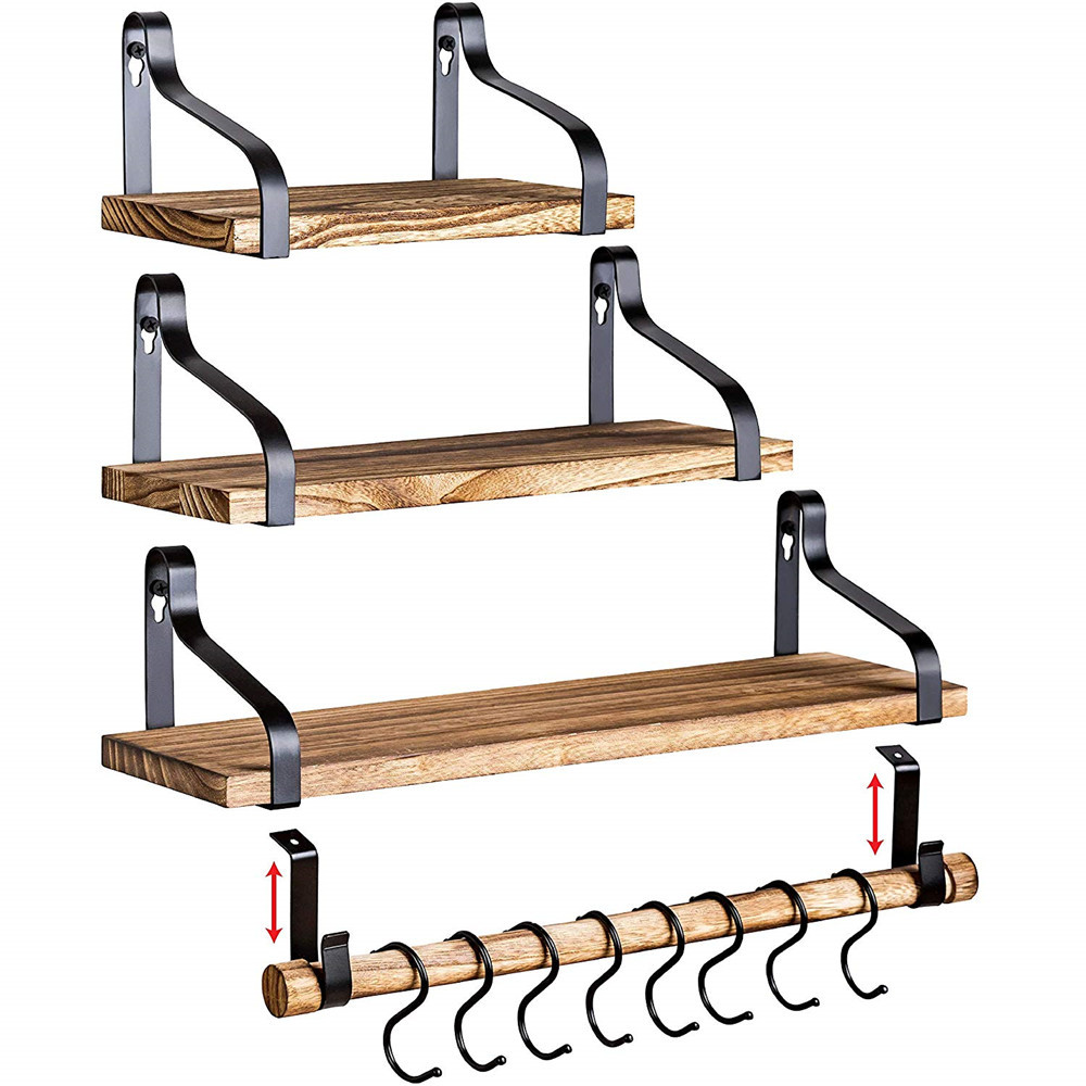 Amazon transfronterizo hierro estante de la pared de madera maciza partición estantería estante de La Flor de la cocina, dormitorio colgante de pared