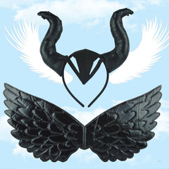 Carnival Wing Festival Dance Party Props Black Unicorn Wings Fairy Wings Demon Horn Headband