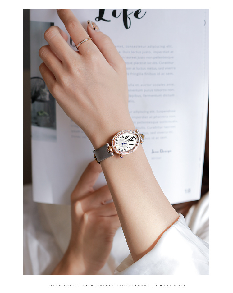 Stile di design, temperamento alla moda, quadrante a forma di goccia, lusso leggero, orologio da donna alla moda con diamanti intarsiati, orologio da donna al quarzo impermeabile_voghion.com