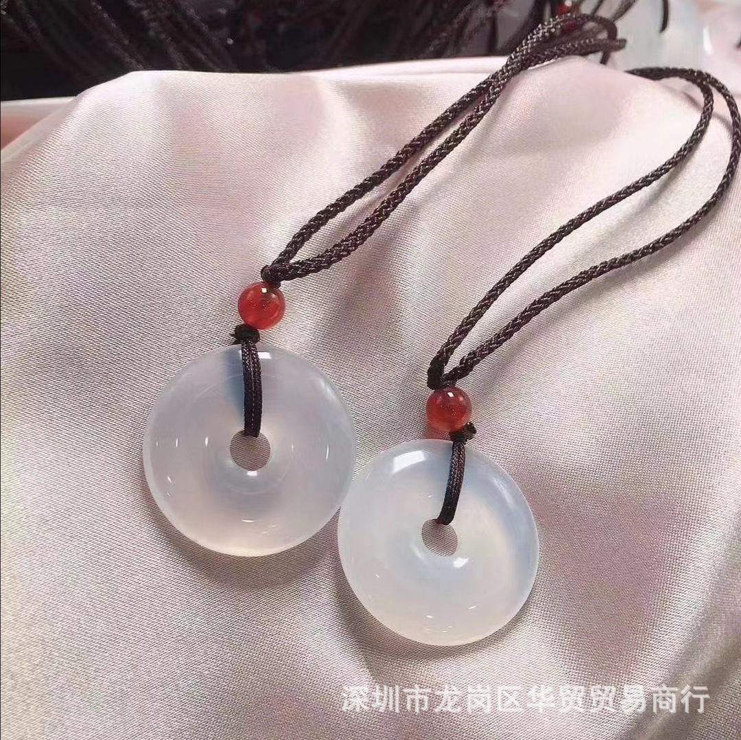 厂家直销 天然冰种白玛瑙玉髓平安扣 天然玉石吊坠夏季引流好礼品|ms