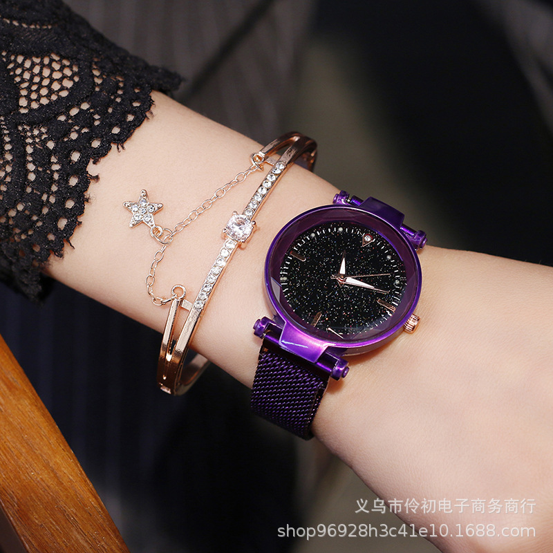Women's watch with magnetic strap, Luminous Watch set gift watch