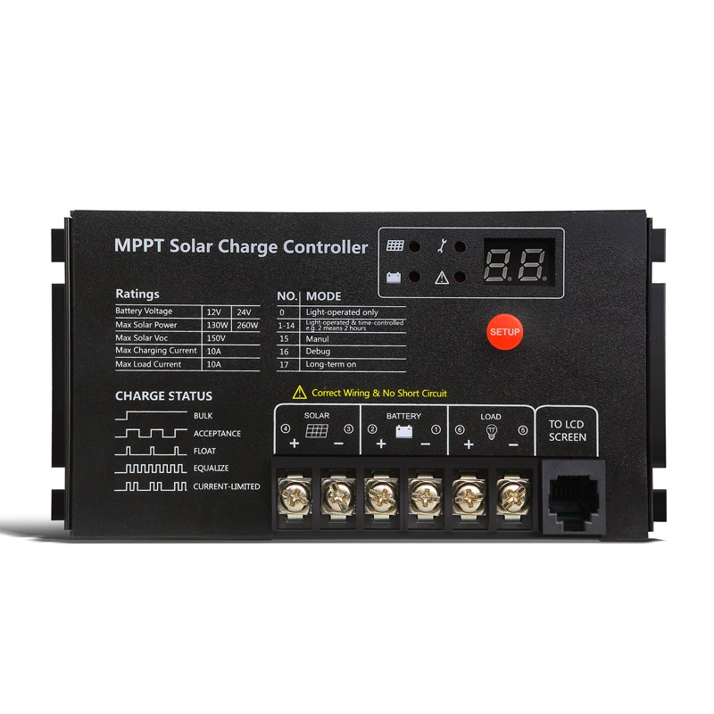12V24V10A MPPT Солнечный контроллер MT-2410A уличный фонарь домашний Водонепроницаемый Контроллер заряда