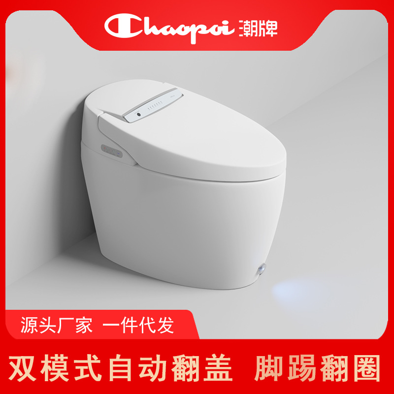 潮牌全自动翻盖一体式智能马桶家用坐便器座便电动冲水即热无水箱|ms