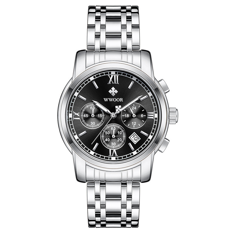 WWOOR Holding Love nuevos hombres de negocios 6-PIN reloj de cuarzo calendario impermeable reloj redondo cabeza casual Bowl Watch 8864