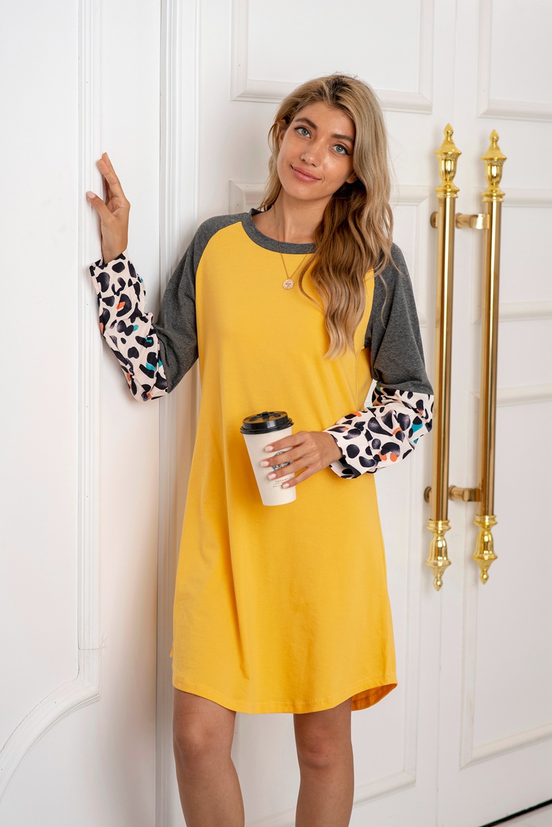 Autumn Women Clothing Simple round Neck Loose Patchwork Sweater Dress Women 9 Autumn Women Clothing Simple round Neck Loose Patchwork Sweater Dress Women
