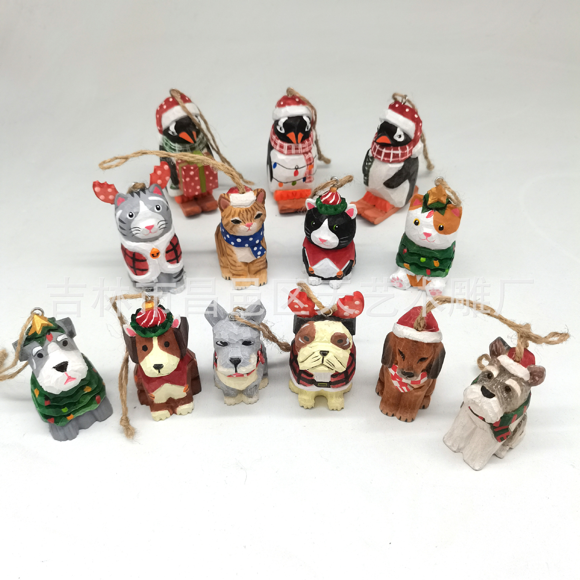 聖誕新品木雕動物卡通擺件挂件 外貿品質出口産品 景區地攤精選