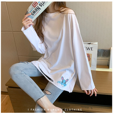 Autumn Cotton long-sleeved t-shirt 2020 new pattern Easy Large mm Mid length version Thin section Primer jacket