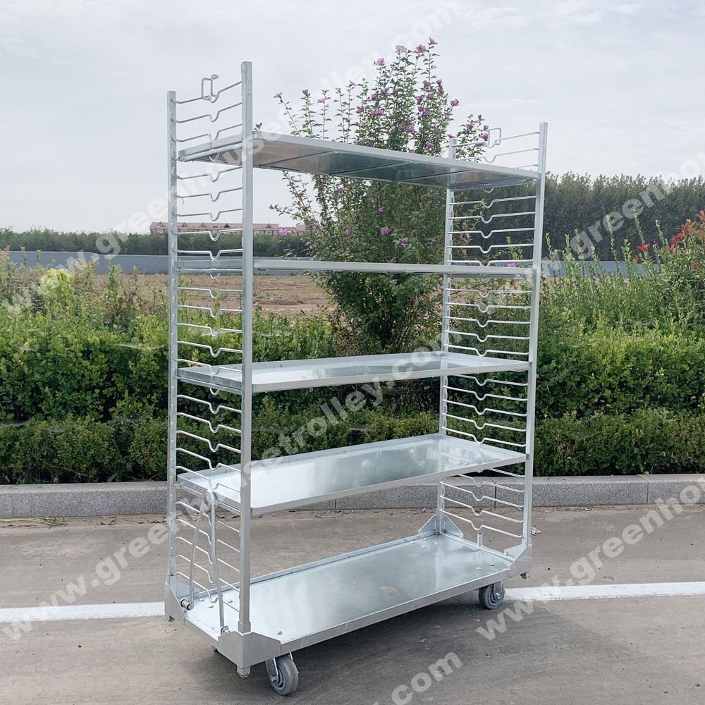 金属板花架车   多层植物架、 鲜花周转工具车 热镀锌 尺寸可定制