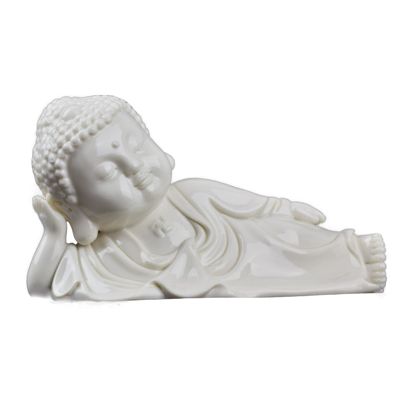 Small ceramic reclining Buddha Tathagata Buddha safety decoration car interior decoration Amitabha Sakyamuni Buddha