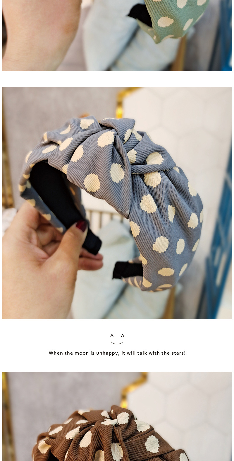 Wide-brimmed Fabric Retro Fashion Polka Dot Headband display picture 4