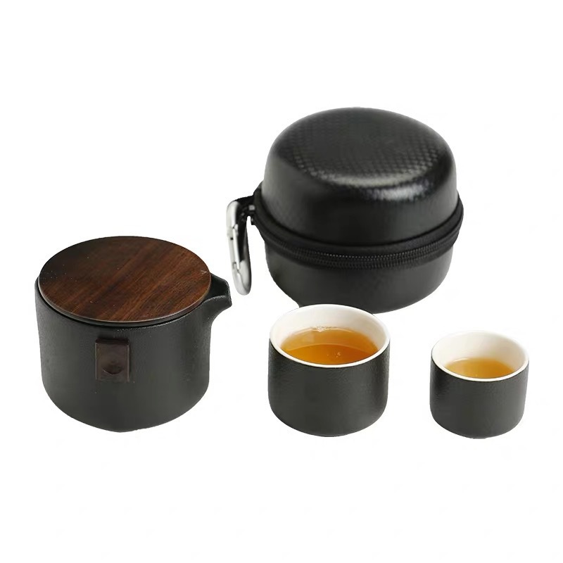 Gres expreso taza de viaje Kung Fu juego de té traje bolsa portátil una olla dos tazas al aire libre regalo Ventas Directas logo té