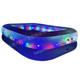 Production Children Rectangular PVC Inflatable Swimming Pool Colorful Luminous LED Inflatable Home Pool
