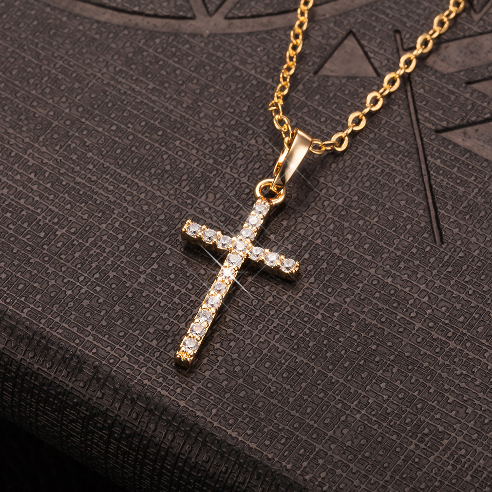 Fashion Cross Alloy Plating Inlay Zircon Unisex Pendant Necklace 1 Piece