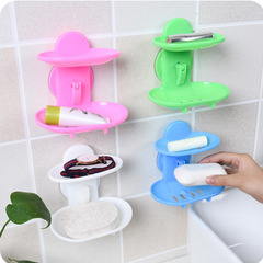 跨境無痕可瀝水水雙層吸盤香皂盒肥皂盒真空吸盤香皂盒免打孔