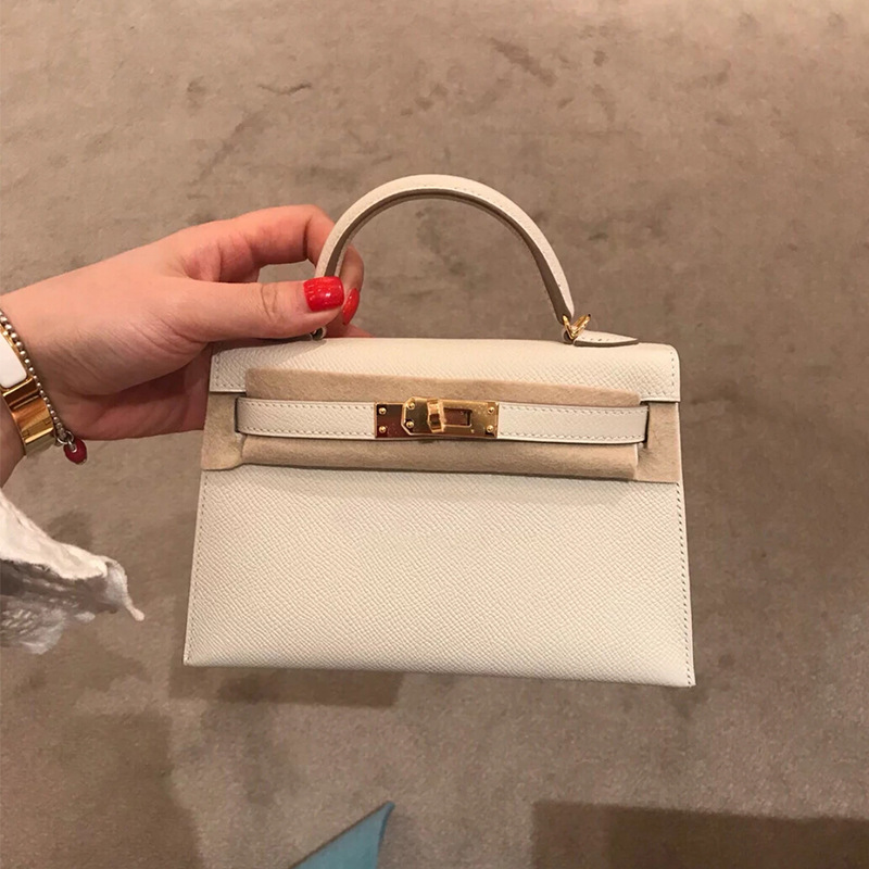 2020新款真皮包包女 二代mini凯莉包手掌纹牛皮女包 手提包斜跨包