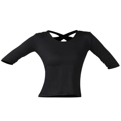 Black red color latin ballroom dance tops for women girls ballroom waltz tango cha cha salsa dance training top shirts short-sleeved blouses top for female