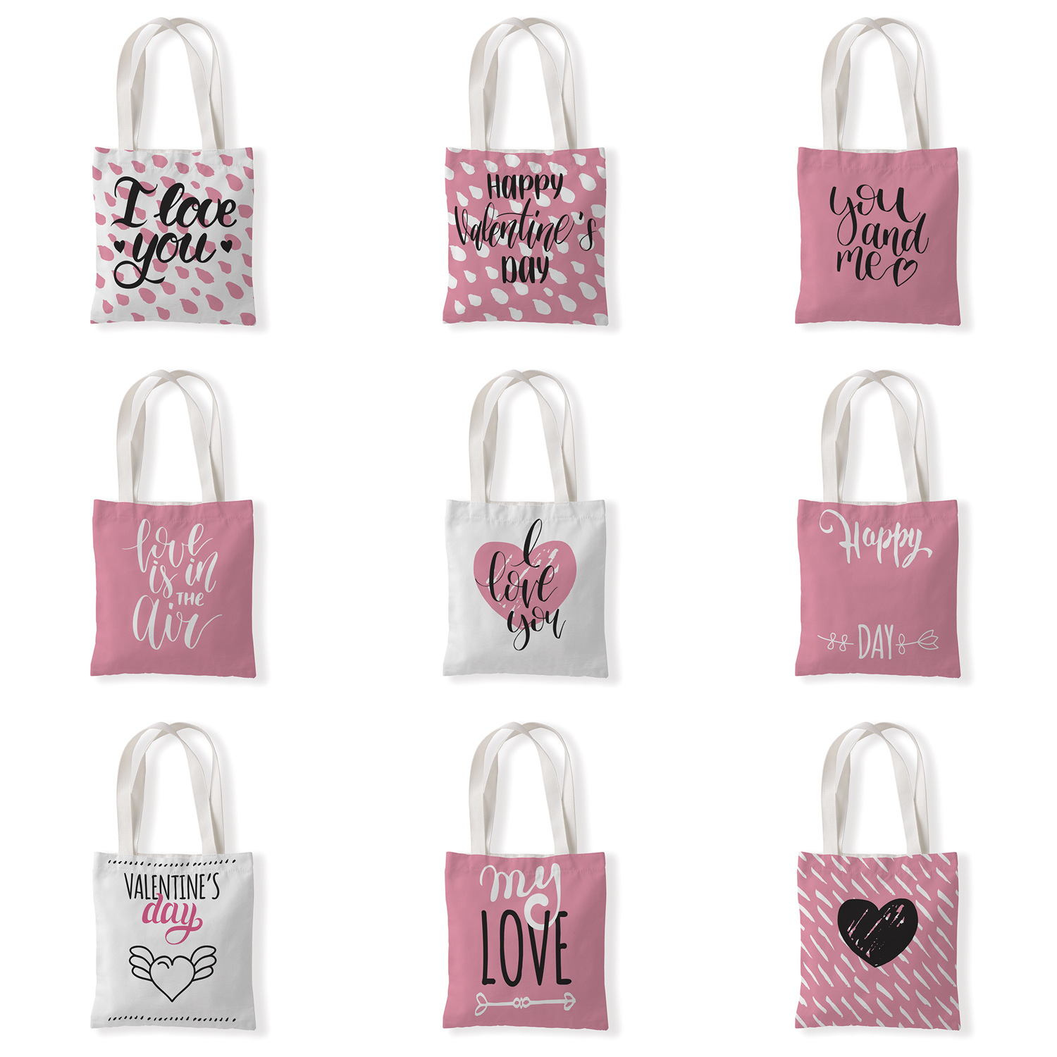 几何创意爱心彩印印花单肩学生帆布袋小手拎女包零钱袋休闲百搭包