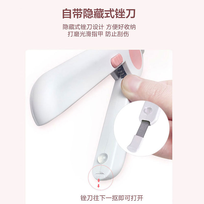 Pet cortaúñas cabeza redonda con amoladora de uñas gato cortaúñas perro belleza cortaúñas LED luz gato cortaúñas