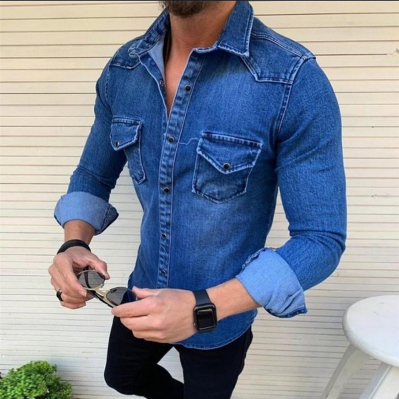 Men's Autumn Winter Button Solid Color Vintage Denim Jacket Tops Blouse Coat Casacos De Inverno Masculino Men's Jacket_voghion.com