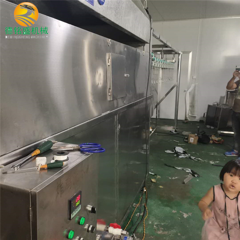 Yucheng production of braised chicken full-automatic frying machine manufacturers real pictures hanging braised chicken frying production line