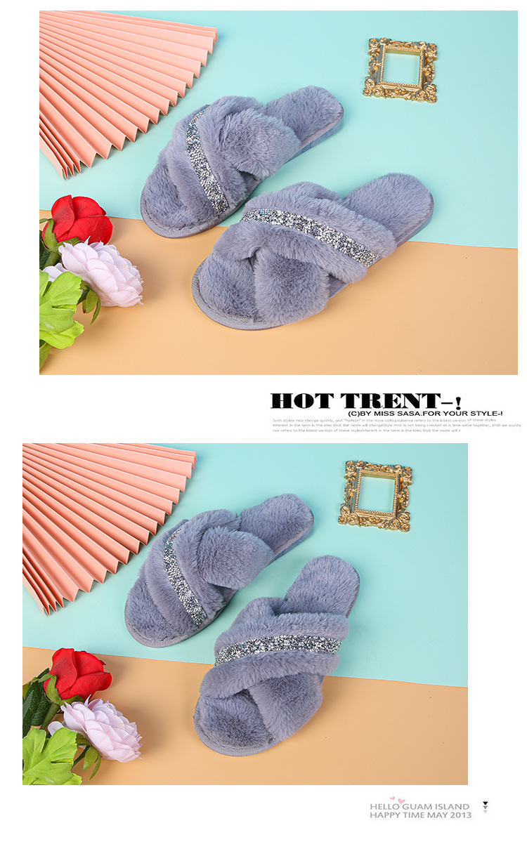 fashion non-slip flat bottom cotton slippers   NSPE35034