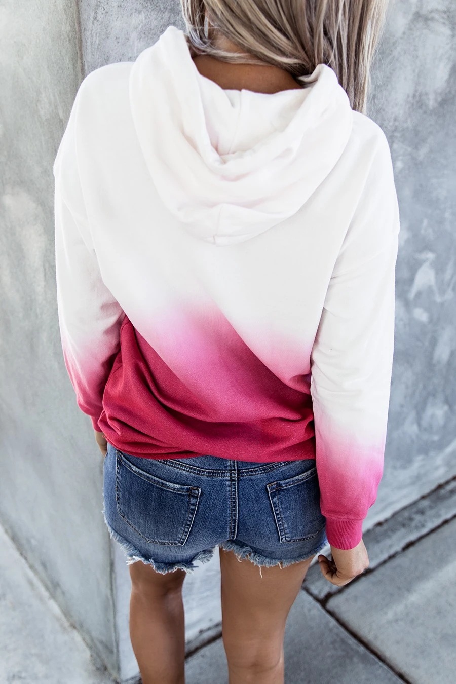 Loose Tie-Dye Print Hooded Long-Sleeved Sweater NSYF1092