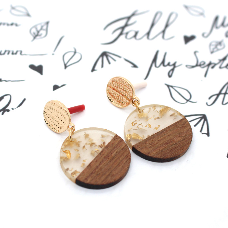 Fashion Jewelry Original Simple Earrings Resin Wood Stitching Earrings Wholesale Nihaojewelry display picture 3