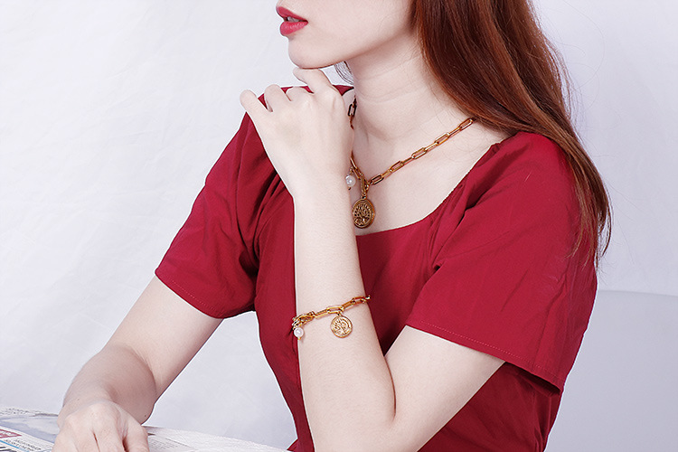 European and American New Normcore Ins Trendy Special-Interest Design Pearl Titanium Steel Womenu002