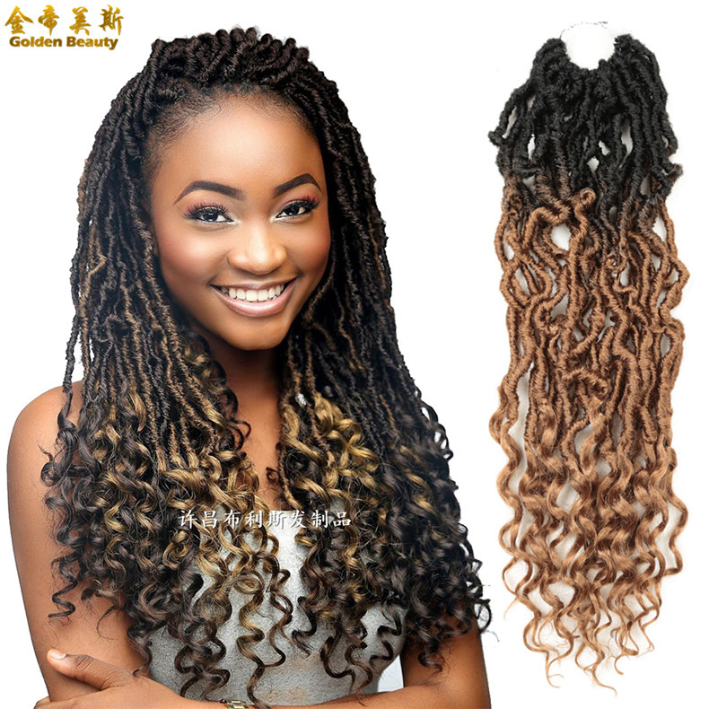 African long curly hair with Curly Top and curly tail goddess nu loc low temperature silk chemical fiber wig crochet hair