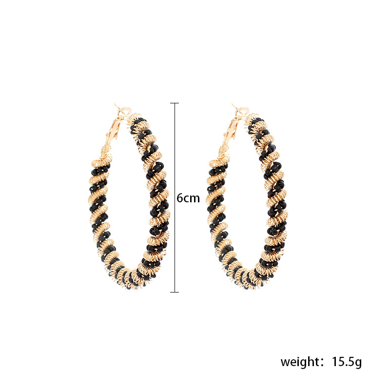 100g Weight Earrings Classification Wedding, Travel, Birthday, Festival Occasion Women'S Gender Black Color Hot Selling Golden Geometric Bohemian Big Earrings 无